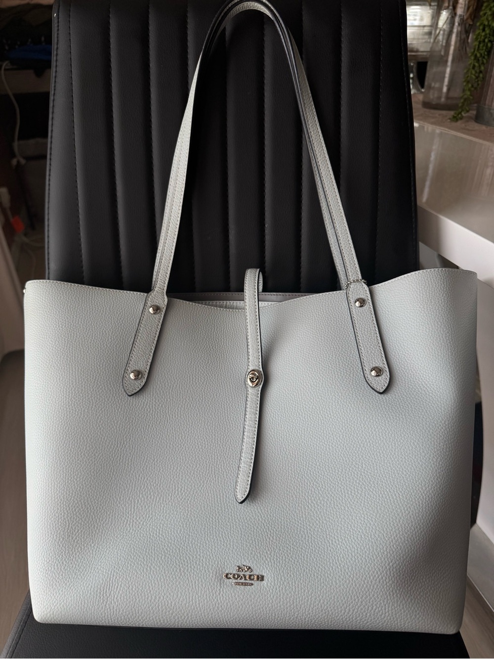 Coach Market Tote Pebbled Leather in Light Blue Style No. 58849